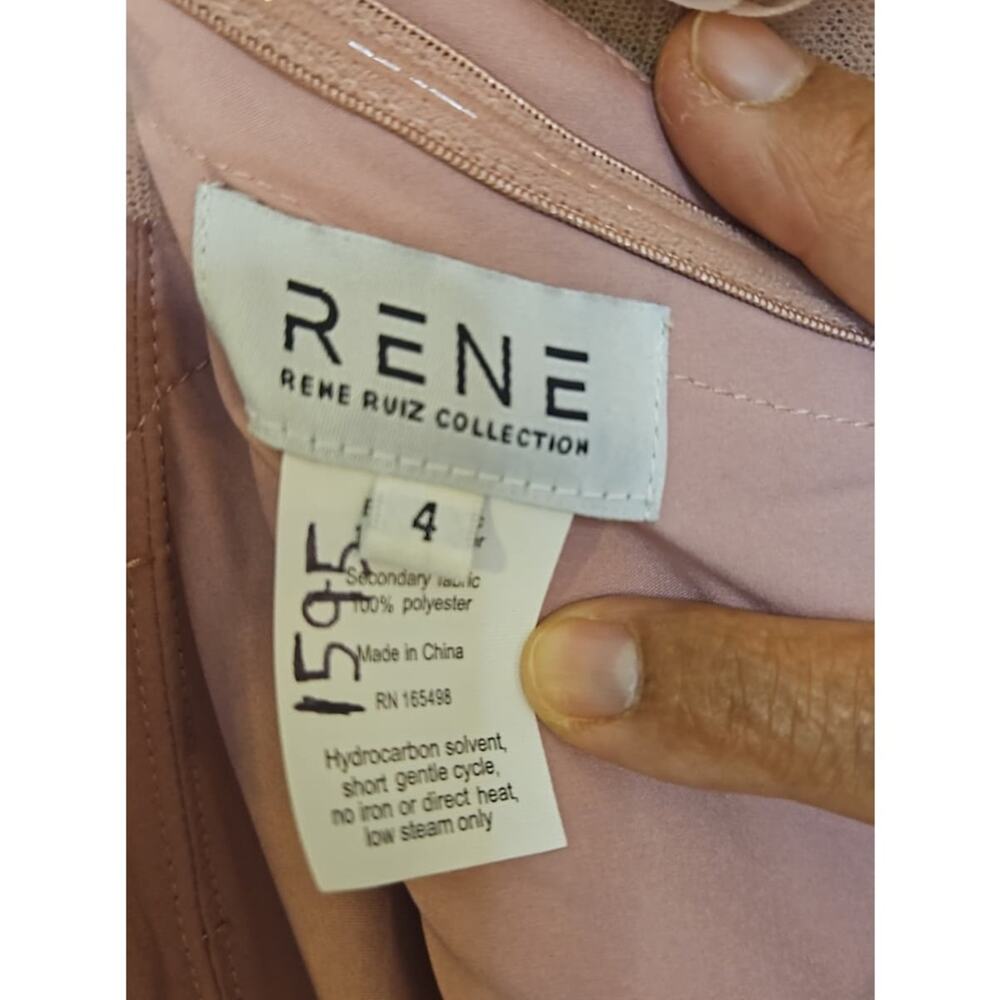 Rene Ruiz Collection Off-the-Shoulder 3D Floral Trim Gown Size 4 Pink - Picture 4 of 5